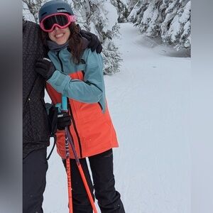 The North Face Women's Two-Tone Ski Jacket in Coral and Teal